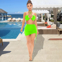 Sexy Solid Bra Top And Mini Skirt Beach Sets YNSF-1639