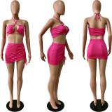 Sexy Solid Bra Top And Mini Skirt Beach Sets YNSF-1639