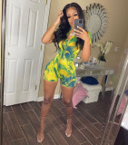 Casual Printed Short Sleeve Zipper Romper YNSF-1651