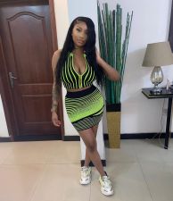 Sexy Striped Sleeveless Crop Top Mini Skirt Sets YNSF-1642