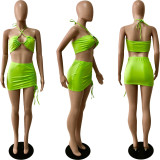 Sexy Solid Bra Top And Mini Skirt Beach Sets YNSF-1639