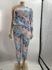 Plus Size Printed One Shoulder Two Piece Suits MOF-6609