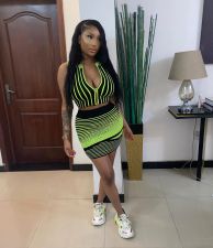 Sexy Striped Sleeveless Crop Top Mini Skirt Sets YNSF-1642