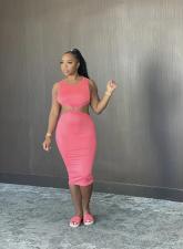 Sexy Hollow Out Sleeveless Midi Dress BS-1268