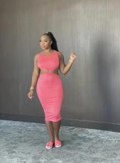 Sexy Hollow Out Sleeveless Midi Dress BS-1268