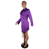 Long Sleeve Casual Shirt Dress MK-3031