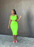 Sexy Hollow Out Sleeveless Midi Dress BS-1268