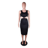 Sexy Hollow Out Sleeveless Midi Dress BS-1268