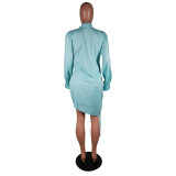 Long Sleeve Casual Shirt Dress MK-3031