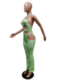 Fashion Print Halter Hollow Jumpsuits MEM-8359