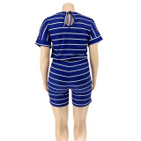 Plus Size Fashion Stripe Print Rompers OSIF-20769