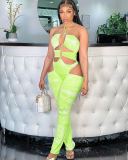 Fashion Print Halter Hollow Jumpsuits MEM-8359