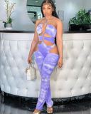 Fashion Print Halter Hollow Jumpsuits MEM-8359