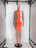 Contrast Color Drawstring Ruched Sleeveless Mini Dress SMD-2068