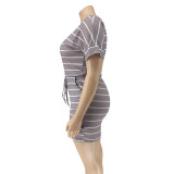 Plus Size Fashion Stripe Print Rompers OSIF-20769