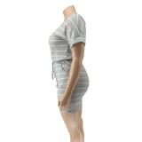 Plus Size Fashion Stripe Print Rompers OSIF-20769