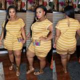 Plus Size Fashion Stripe Print Rompers OSIF-20769