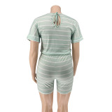Plus Size Fashion Stripe Print Rompers OSIF-20769