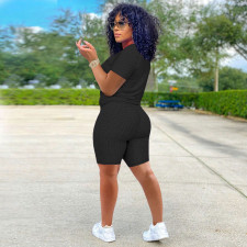 Casual Sports LUCKY LABEL Letter Short Sleeve Shorts Two Piece Sets CM-2122