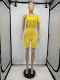 Solid Mesh Patchwork Tank Top+Hollow Romper 2 Piece Sets GLF-7022
