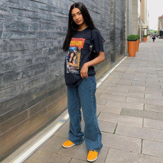 Casual Print Shoer Sleeve O Neck T Shirt GLF-7020