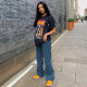 Casual Print Shoer Sleeve O Neck T Shirt GLF-7020