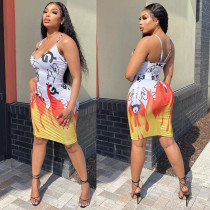 Sexy Printed Spaghetti Strap Bodycon Dress AL-248