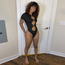 Sexy Hollow Out Short Sleeve Bodysuit GLF-8078