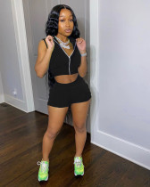 Fashion Casual Sports Solid Color Sleeveless Top Shorts Two Piece Sets CM-2124