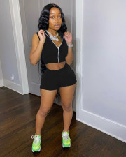 Fashion Casual Sports Solid Color Sleeveless Top Shorts Two Piece Sets CM-2124