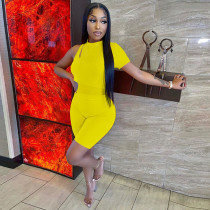 Solid Mesh Patchwork Tank Top+Hollow Romper 2 Piece Sets GLF-7022