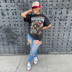 Casual Print Shoer Sleeve O Neck T Shirt GLF-7020
