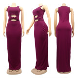 Sexy Simple Solid Color Sleeveless Long Dress SFY-151