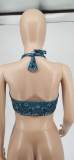 Sexy Printed Halter Backless Crop Top WSYF-5860