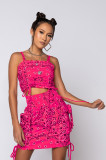 Paisley Print Drawstring Cami Top Mini Skirt 2 Piece Sets XYF-9099