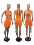 Sexy Halter Crop Top Mini Skirt 2 Piece Sets FOSF-8049