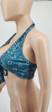 Sexy Printed Halter Backless Crop Top WSYF-5860