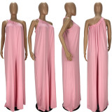 Fashion Loose Oblique Shoulder Casual Jumpsuit LDS-3273