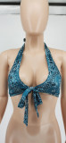 Sexy Printed Halter Backless Crop Top WSYF-5860