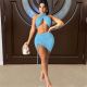 Sexy Halter Crop Top Mini Skirt 2 Piece Sets FOSF-8049