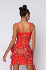 Paisley Print Drawstring Cami Top Mini Skirt 2 Piece Sets XYF-9099