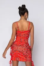 Paisley Print Drawstring Cami Top Mini Skirt 2 Piece Sets XYF-9099