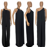 Fashion Loose Oblique Shoulder Casual Jumpsuit LDS-3273