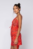 Paisley Print Drawstring Cami Top Mini Skirt 2 Piece Sets XYF-9099