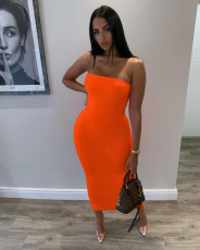 Solid Color Sexy Tube Top Maxi Dress NIK-243
