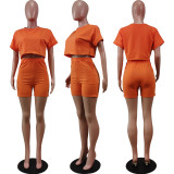 Solid T Shirt Shorts Casual 2 Piece Sets WY-6780