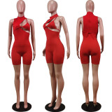 Sexy Solid Sleeveless Back Zipper Romper WY-6795