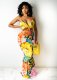 Floral Print Sexy Spaghetti Strap Maxi Dress WY-6785