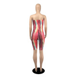 Fashion Printed Tube Top Romper YIBF-6076