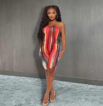 Fashion Printed Tube Top Romper YIBF-6076